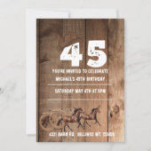 Invitation Thème cowboy bois rustique marron 45e anniversaire (Devant)
