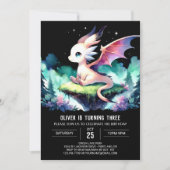Invitation Thème Cute Dragon Anniversaire (Devant)