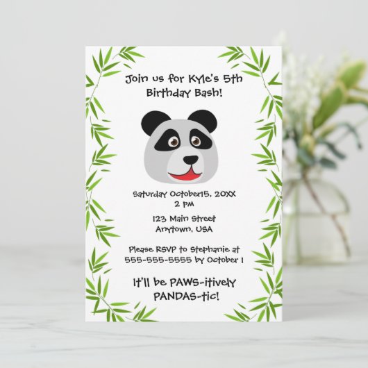 Invitation Thème Cute Panda (Debout devant)