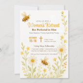 Invitation Thème d'abeille Gold Floral Women's Church Retrait (Devant)