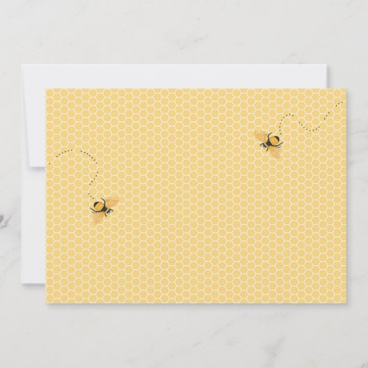 Invitation Thème d'abeille Honeycomb Or & Gris Polka Dot (Dos)