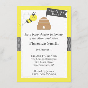 Invitation Thème d'abeille mignonne pour une baby shower en j