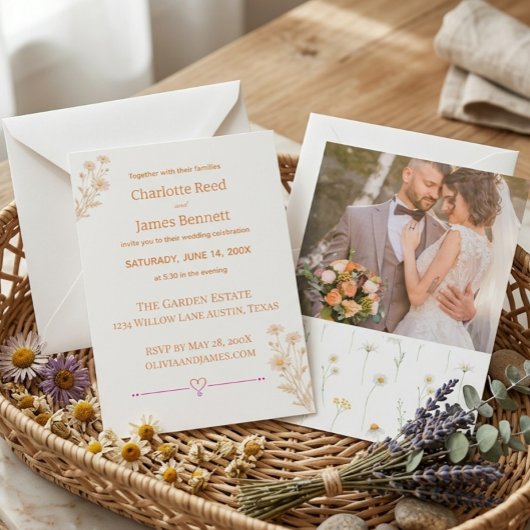 Invitation Thème Daisy Minimaliste Élégant Mariage