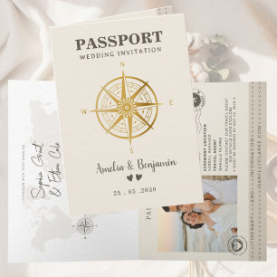 Invitation Thème d'amour de voyage Passeport Destination Mari