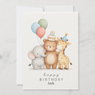 Invitation Thème d'animal mignon joyeux anniversaire