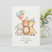 Invitation Thème d'animal mignon joyeux anniversaire (Debout devant)