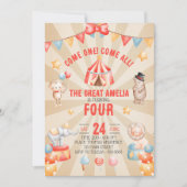 Invitation Thème d'animaux de cirque à l'aquarelle pour fête  (Devant)