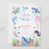 Invitation Thème d'animaux de l'océan Anniversaire sous la me (Devant)