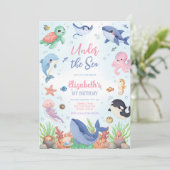 Invitation Thème d'animaux de l'océan Anniversaire sous la me (Debout devant)