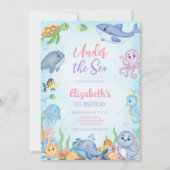 Invitation Thème d'animaux de l'océan sous la mer pour annive (Devant)