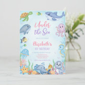 Invitation Thème d'animaux de l'océan sous la mer pour annive (Debout devant)