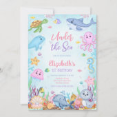 Invitation Thème d'animaux de l'océan sous la mer pour annive (Devant)