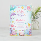 Invitation Thème d'animaux de l'océan sous la mer pour annive (Debout devant)
