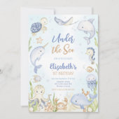 Invitation Thème d'animaux de l'océan sous la mer pour annive (Devant)