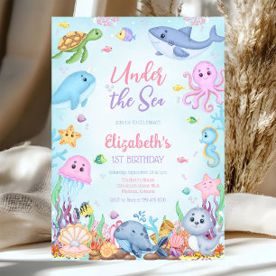 Invitation Thème d'animaux de l'océan sous la mer pour annive