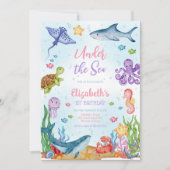 Invitation Thème d'animaux de l'océan sous la mer pour annive (Devant)
