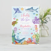 Invitation Thème d'animaux de l'océan sous la mer pour annive (Debout devant)