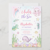 Invitation Thème d'animaux de l'océan sous la mer pour annive (Devant)
