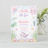 Invitation Thème d'animaux de l'océan sous la mer pour annive (Debout devant)
