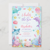 Invitation Thème d'animaux de l'océan sous la mer pour annive (Devant)