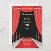 Invitation Thème d'anniversaire Cinéma Tapis Rouge (Devant)