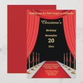 Invitation Thème d'anniversaire Cinéma Tapis Rouge (Devant / Derrière)