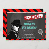 Invitation thème d'anniversaire d'agent secret (Devant / Derrière)