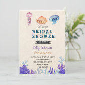 Invitation Thème d'anniversaire de fête prénuptiale de méduse (Debout devant)