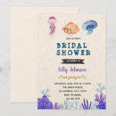 Invitation Thème d'anniversaire de fête prénuptiale de méduse (Devant / Derrière)