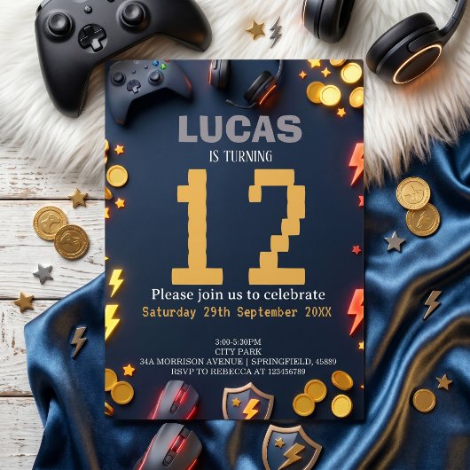 Invitation Thème d'anniversaire de jeu vidéo moderne