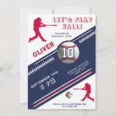 Invitation Thème d'anniversaire de joueur de baseball de base (Devant)