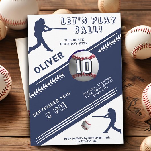 Invitation Thème d'anniversaire de joueur de baseball de base