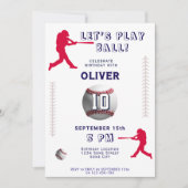 Invitation Thème d'anniversaire de joueur de baseball de base (Devant)