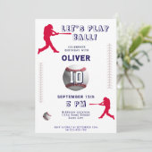 Invitation Thème d'anniversaire de joueur de baseball de base (Debout devant)