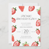 Invitation Thème d'anniversaire de la fête de la fraise de pi (Devant)