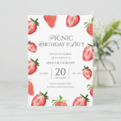 Invitation Thème d'anniversaire de la fête de la fraise de pi (Debout devant)