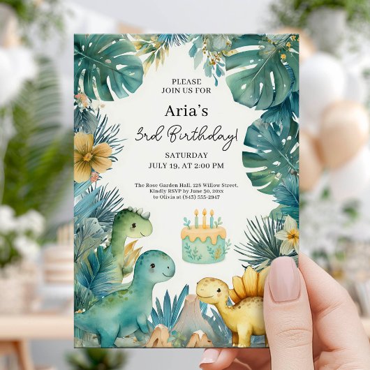 Invitation Thème d'anniversaire de la jungle des dinosaures m