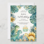 Invitation Thème d'anniversaire de la jungle des dinosaures m (Devant)