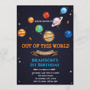 Invitation Thème d'anniversaire de la planète et de la galaxi