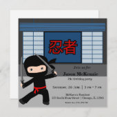 Invitation Thème d'anniversaire de Little ninja (Devant / Derrière)