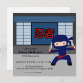 Invitation Thème d'anniversaire de Little ninja (Devant / Derrière)