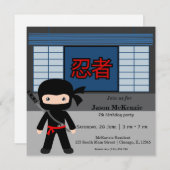 Invitation Thème d'anniversaire de Little ninja (Devant / Derrière)