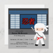Invitation Thème d'anniversaire de Little ninja (Devant / Derrière)
