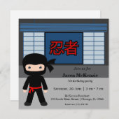Invitation Thème d'anniversaire de Little ninja (Devant / Derrière)