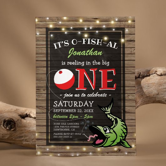 Invitation Thème d'anniversaire de pêche | Rustique Le Gros