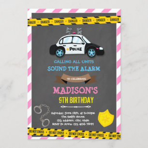 Invitation Thème d'anniversaire de police de fille