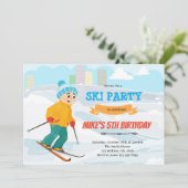 Invitation thème d'anniversaire de ski garçon (Debout devant)