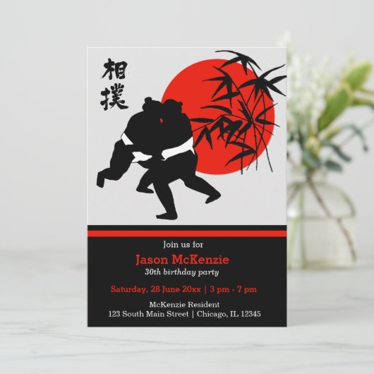 Invitation Thème d'anniversaire de Sumo (Debout devant)