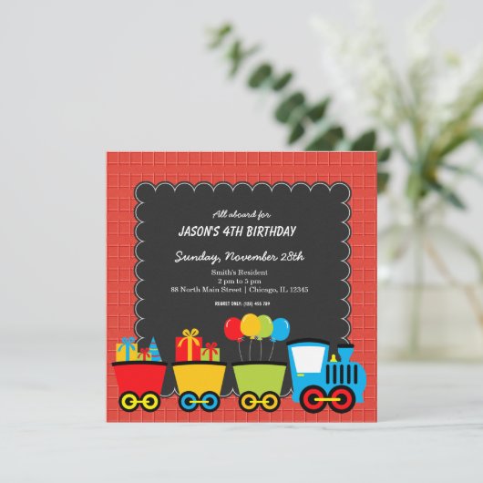 Invitation Thème d'anniversaire des trains (Debout devant)