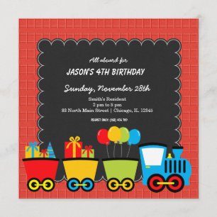 Invitation Thème d'anniversaire des trains